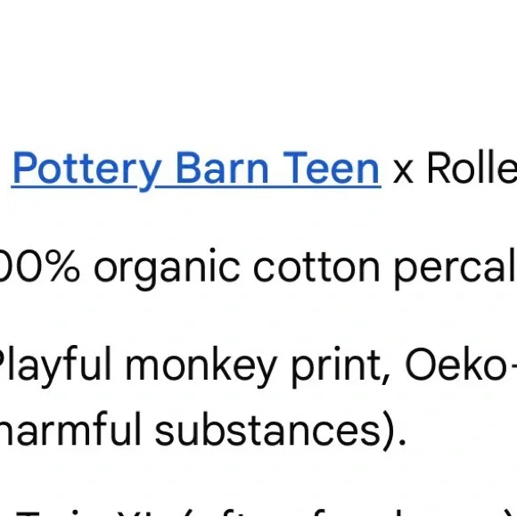 Pottery Barn Teen x Roller Rabbit Monkey Print Queen Sheet Set - Picture 3 of 5